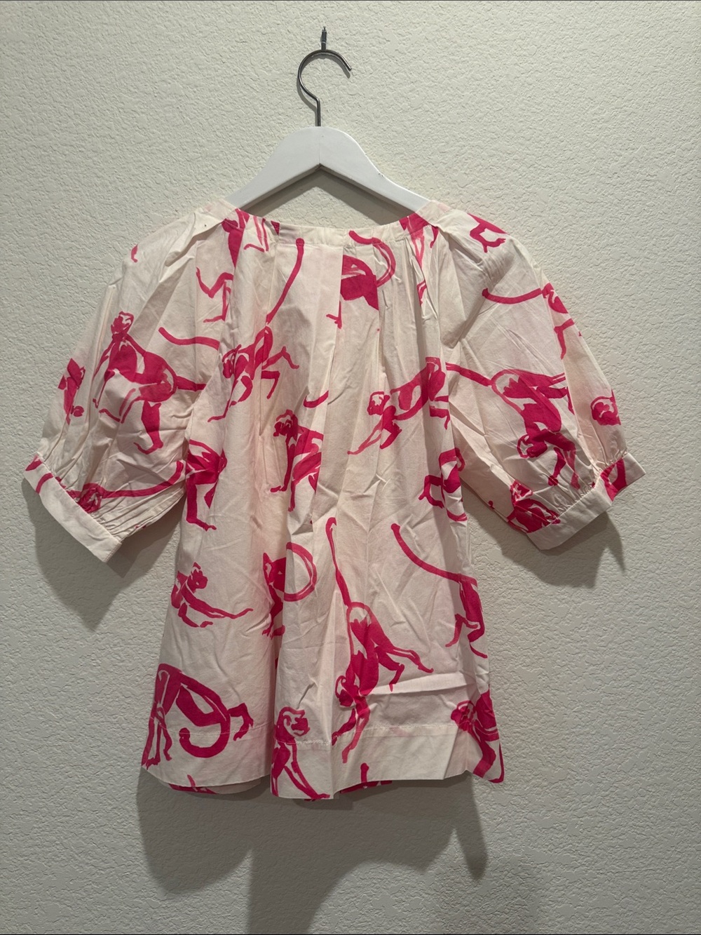 NWT Frances Valentine Zonda Monkey-Print 3/4-Sleeve Cotton Top - Picture 3 of 3